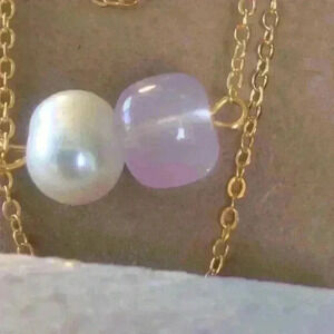 18kgold plated necklace with glass bead  and freshwater pearl